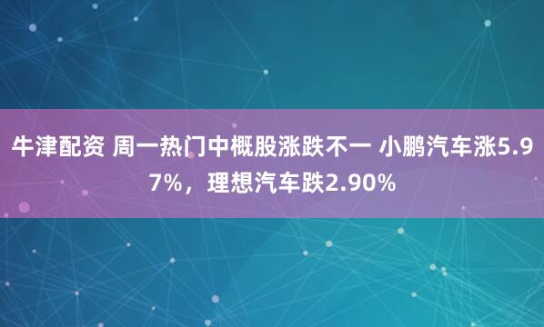 牛津配资 周一热门中概股涨跌不一 小鹏汽车涨5.97%，理想汽车跌2.90%