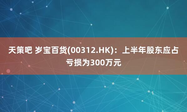 天策吧 岁宝百货(00312.HK)：上半年股东应占亏损为300万元